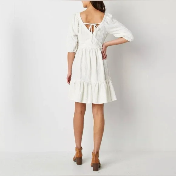 FRYE AND CO Women’s Flare Ballon Sleeves Dress Ivory Size 1X - Picture 3 of 12